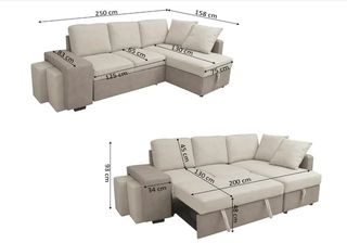 Envio Gratis Sofa Cama Nuevo con Arcon y 2 Puffs