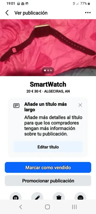 SmartWatch Reloj Inteligente Negro y Rosa