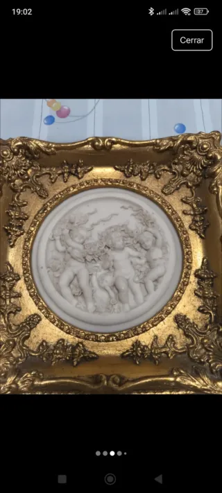 2 Cuadros Antiguos Madera y Marmolina