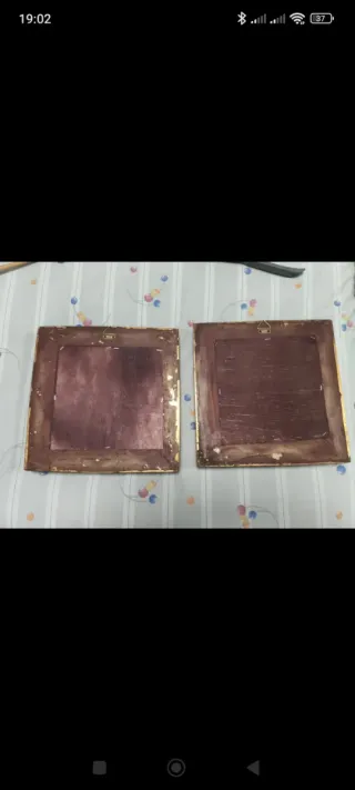 2 Cuadros Antiguos Madera y Marmolina