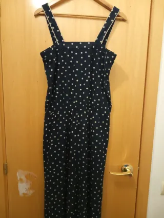 Mono largo azul con lunares