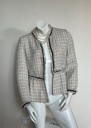 Blazer Zara Tweed Corte Peplum Nuevo