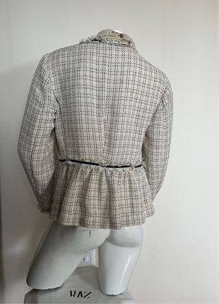 Blazer Zara Tweed Corte Peplum Nuevo