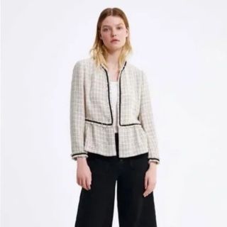Blazer Zara Tweed Corte Peplum Nuevo