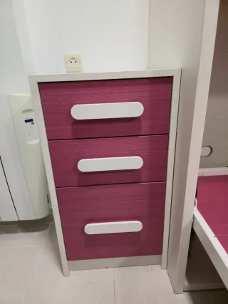 Mueble infantil cama abatible rosa y blanco