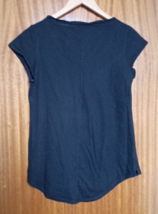 Camiseta Negra Promod Talla L Algodón Detalles