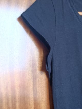 Camiseta Negra Promod Talla L Algodón Detalles