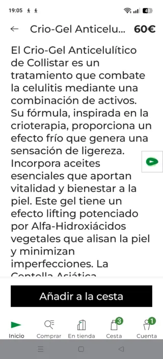 Anticelulítico Collistar Gel Criogénico  400ml