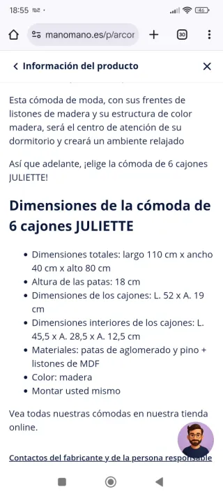 Cómoda de madera nueva sin abrir embalaje.