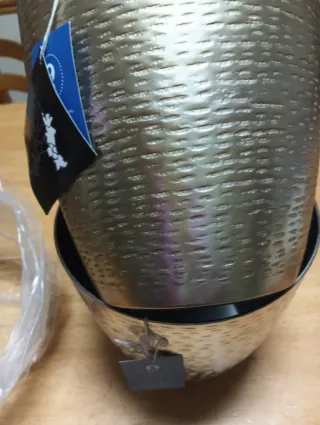 Pack 2 Jarrones Aluminio Dorado 23x23x22