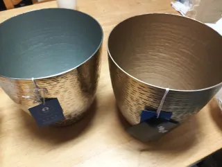 Pack 2 Jarrones Aluminio Dorado 23x23x22