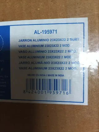 Pack 2 Jarrones Aluminio Dorado 23x23x22