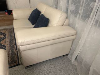 Sofá de piel 3+2 plazas beige