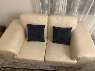 Sofá de piel 3+2 plazas beige