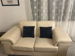 Sofá de piel 3+2 plazas beige