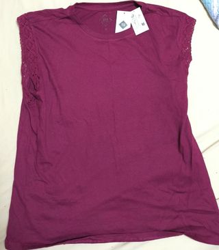 Camiseta TEX granate con encaje S