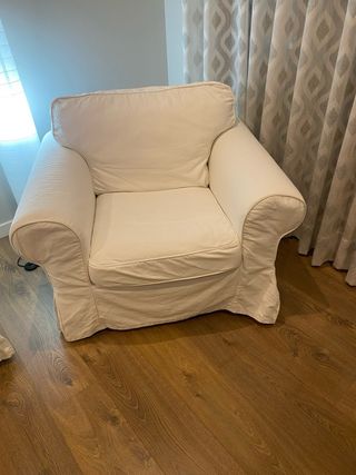 Sofá 2 plazas + sillón tela blanco