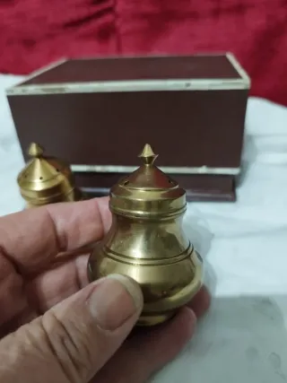 Set 2 saliera e pepe in ottone vintage