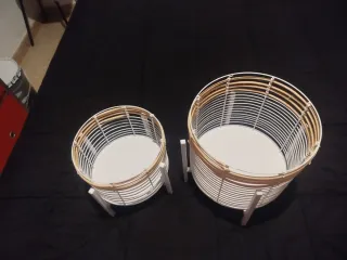 Conjunto 2 Maceteros Metal Ratán