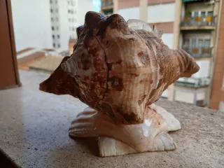 Belén artesanal de nácar y concha marina.