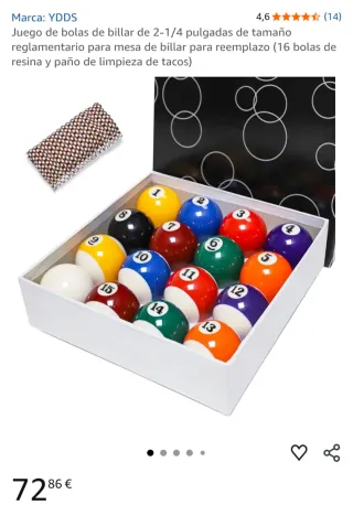 Juego de bolas de billar reglamentarias