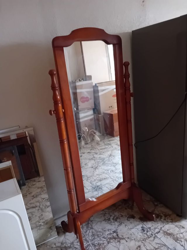 ESPEJO DE PIE GRANDE DE MADERA COMO NUEVO, CARTAGE