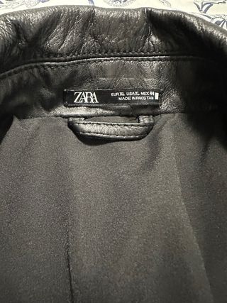 Cazadora Piel Biker Zara Negra