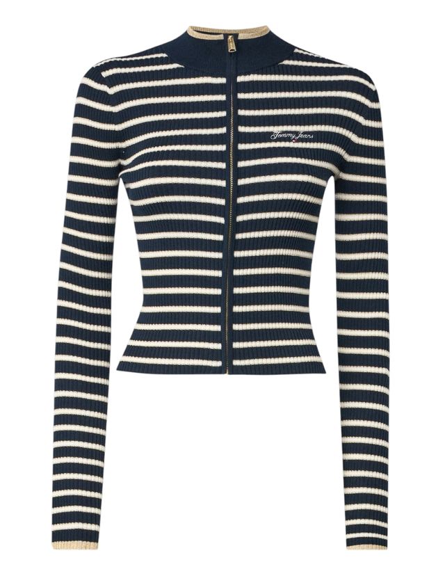 Tommy Jeans cardigan zip metallico righe