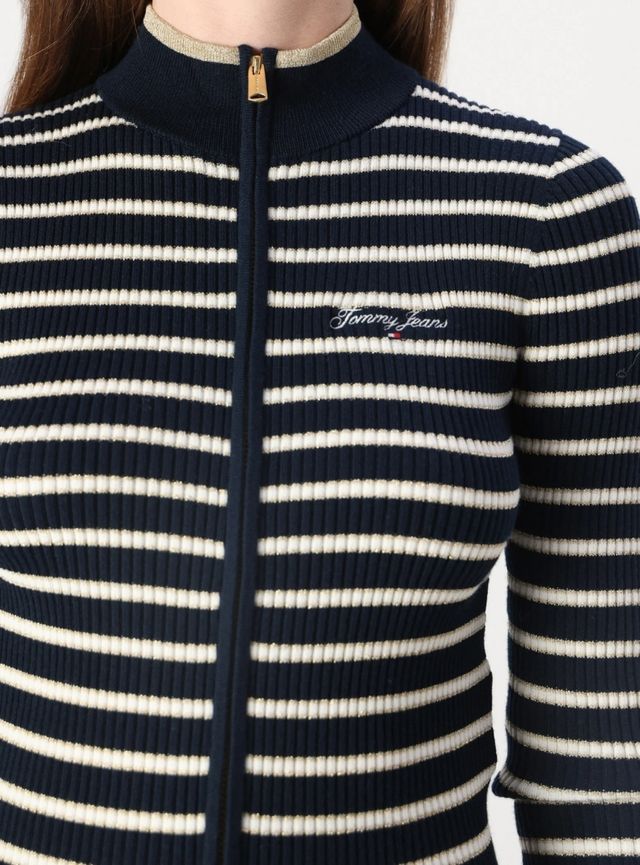 Tommy Jeans cardigan zip metallico righe