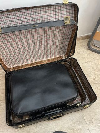 Juego 3 Maletas Vintage Fibrita Negras