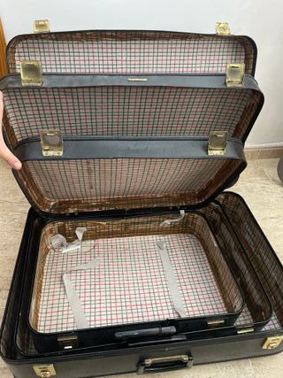 Juego 3 Maletas Vintage Fibrita Negras
