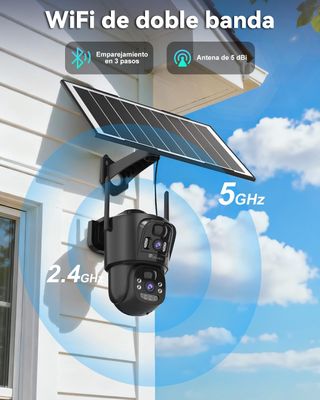 CÁMARA VIGILANCIA SOLAR DOBLE LENTE WIFI 10400mAh