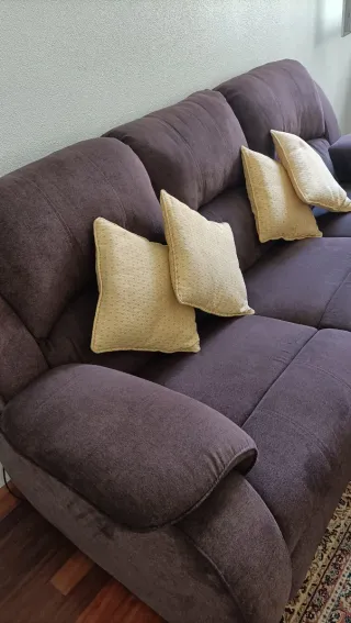 Sofá reclinable eléctrico berenjena