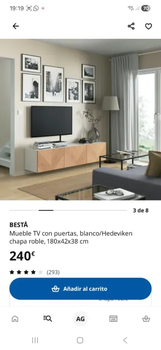 Mueble TV BESTÅ Ikea Roble Blanco