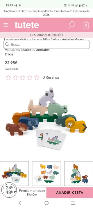 Juego de animales de madera