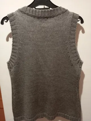 Chaleco punto y pelo gris/marrón