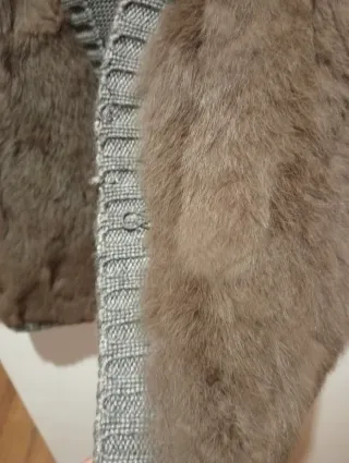 Chaleco punto y pelo gris/marrón