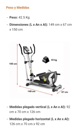 Bicicleta Elíptica BH Spazio G2567 Plegable