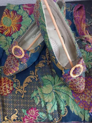 Vestido Fallera Talla 36-38 Azul Dorado