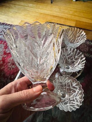 Copas cocktail vidrio prensado vintage