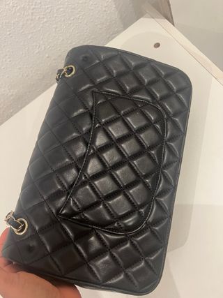 Borsa nera stile Chanel imbottita