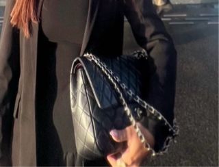 Borsa nera stile Chanel imbottita
