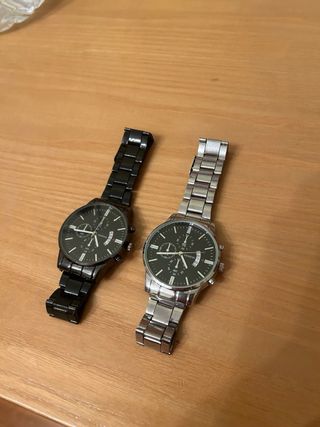 Due Orologi Geneva Nero e Argento 2x1