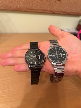 Due Orologi Geneva Nero e Argento 2x1