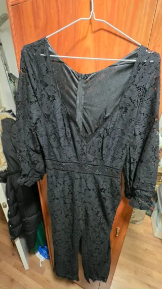 Mono Largo Encaje Negro Talla M Fiesta