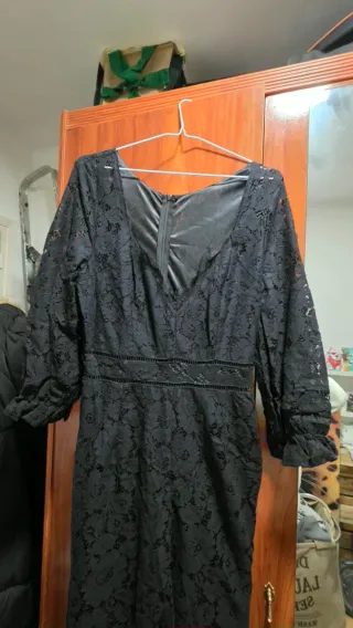 Mono Largo Encaje Negro Talla M Fiesta