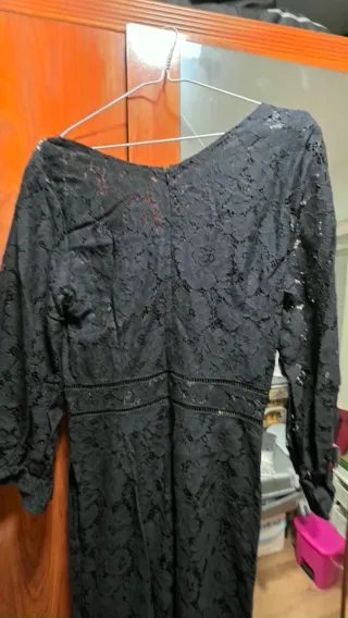 Mono Largo Encaje Negro Talla M Fiesta