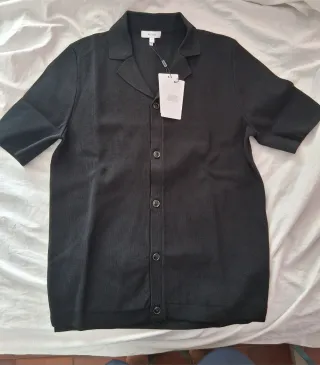 Camisa Reiss Cuello Cubano Negra Talla S