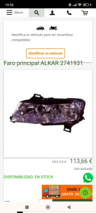 Faro Izquierdo Fiat Stilo 2002/ 2007/