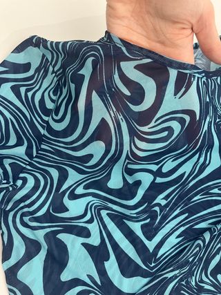 Top transparente manga larga